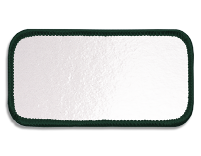 Blank Rectangle Patch 3 5/8" x 1 5/8" Brite White 51 on Dark Green 81 Merrow Border
