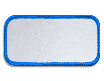 Blank Rectangle Patch 3 5/8" x 1 5/8" Bright White 51 on Chevron Blue 82 Merrow Border