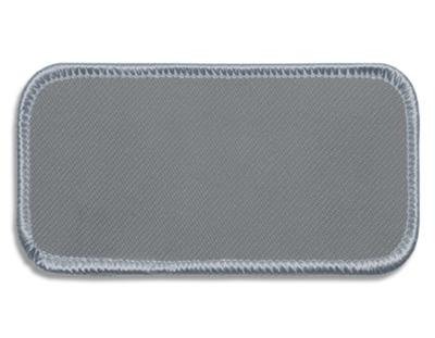 Blank Rectangle Patch 3 5/8" x 1 5/8" Heather Grey 42 on Eagle Grey 85 Merrow Border