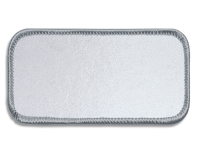 Blank Rectangle Patch  3 5/8" x 1 5/8" Bright White 51 on Eagle Gray 85 Merrow Border