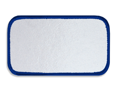 Blank Rectangle Patch 4" x 2" Bright White 51 on Acme Blue 86 Merrow Border