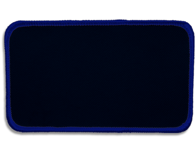 This Blank Rectangle Patch 4 1/2" x 2 1/2" Navy 90 on Royal Blue 02 Merrow Border