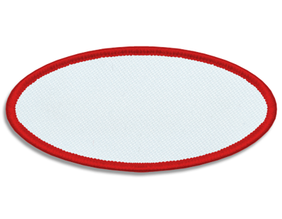 Blank Oval Patch 3 1/4" x 1 1/2" White 18 on Red 01 Merrow Border