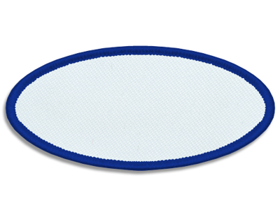 Blank Oval Patch 3 1/4" x 1 1/2" White 18 on Royal Blue 02 Merrow Border