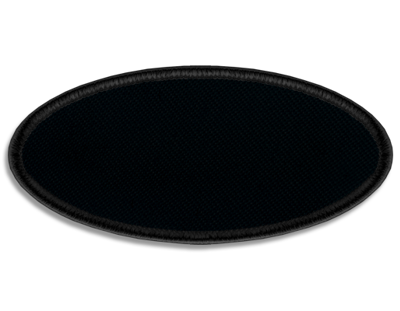 Blank Oval Patch 3 1/4" x 1 1/2" Black 07 on Black 03 Merrow Border