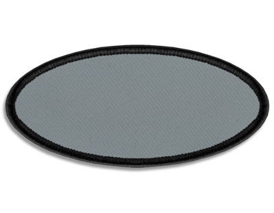 Blank Oval Patch 3 1/4" x 1 1/2" Silver 08 on Black 03 Merrow Border