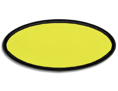 Blank Oval Patch 3 1/4" x 1 1/2" Yellow 15 on Black 03 Merrow Border