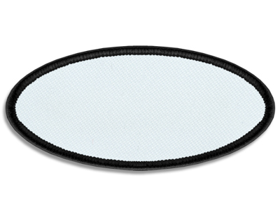 Blank Oval Patch 3 1/4" x 1 1/2" White 18 on Black 03 Merrow Border