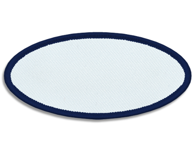 Blank Oval Patch 3 1/4" x 1 1/2" White 18 on Navy C 06 Merrow Border