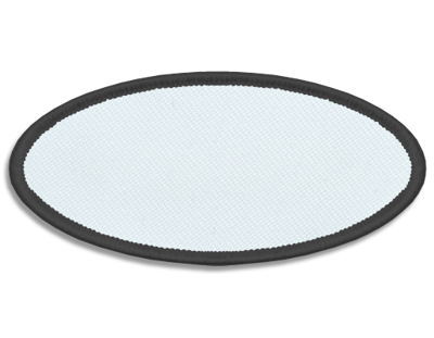 Blank Oval Patch 3 1/4" x 1 1/2" White 18 on Charcoal 11 Merrow Border