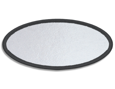 Blank Oval Patch 3 1/4" x 1 1/2" Brite White 51 on Charcoal 11 Merrow Border