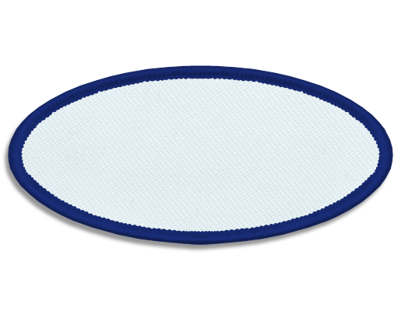 Blank Oval Patch 3 1/4" x 1 1/2" White 18 on RRR Royal 32 Merrow Border