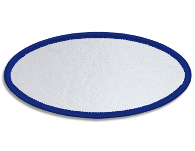 Blank Oval Patch 3 1/4" x 1 1/2" Brite White 51 on RRR Royal 32 Merrow Border