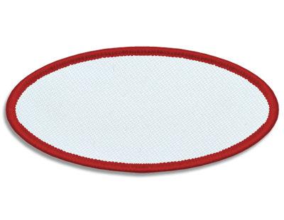 Blank Oval Patch 3 1/4" x 1 1/2" White 18 on Dark Red 42 Merrow Border