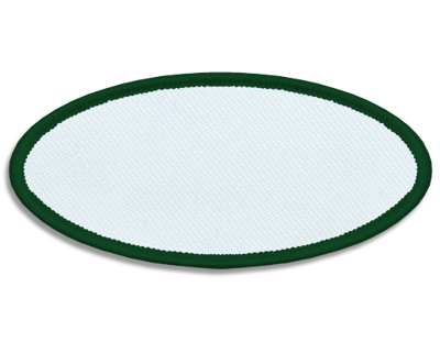 Blank Oval Patch 3 1/4" x 1 1/2" White 18 on Dark Green 81 Merrow Border