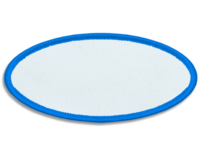 Blank Oval Patch 3 1/4" x 1 1/2" White 18 on Chevron Blue 82 Merrow Border