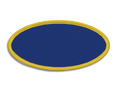 Blank Oval Patch 1335 3" x 1 1/2" Royal 04 on Medium Gold 17 Merrow Border