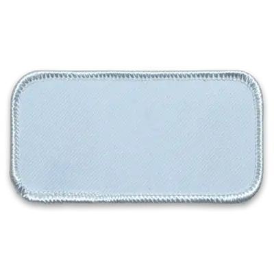 3.625" x 1.625" - Blank Rectangle Patch - White Fabric with Merrow White Border - Industrial Backing
