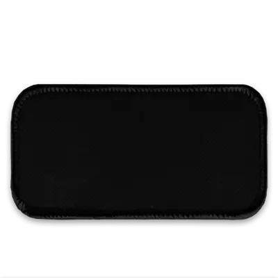 3.625" x 1.625" - Blank Rectangle Patch - Black Fabric with Merrow Black Border - Industrial Backing