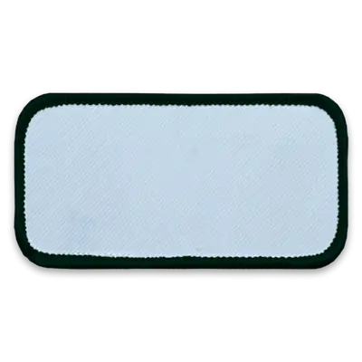 3.625" x 1.625" - Blank Rectangle Patch - White Fabric with Merrow Black Border - Industrial Backing