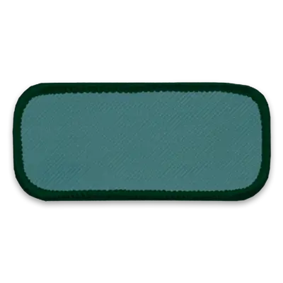 3.625" x 1.625" - Blank Rectangle Patch - Lagoon Fabric with Merrow Spruce Border - Industrial Backing