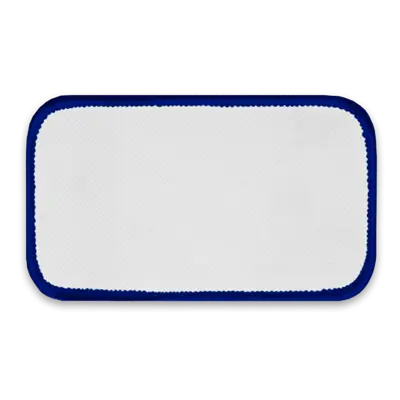 4" x 2" - Blank Rectangle Patch - White Fabric with Merrow Royal Blue Border - Industrial Backing