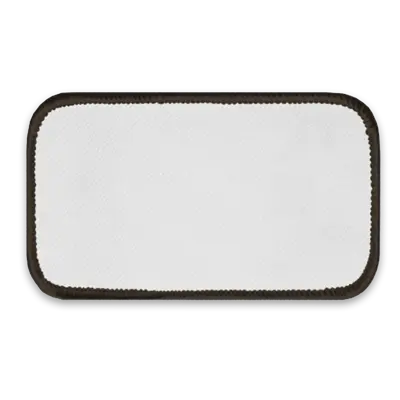 4" x 2" - Blank Rectangle Patch - White Fabric with Merrow Special Grey Border - Industrial Backing