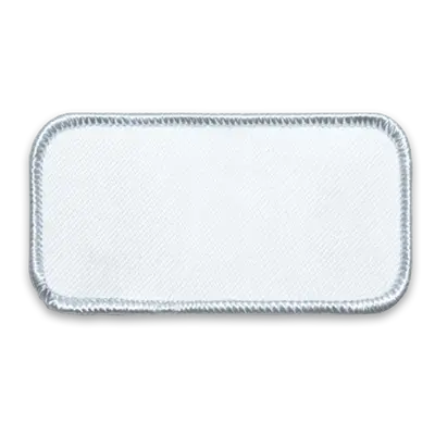 3.625" x 1.625" - Blank Rectangle Patch - White Fabric with Embroidered White Border - Industrial Backing