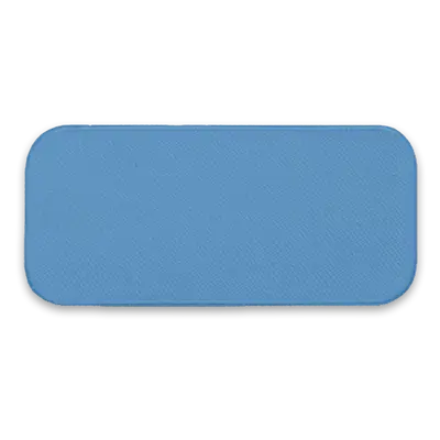 3.625" x 1.625" - Blank Rectangle Patch - Light Blue Fabric with Embroidered Lapis Blue Border - Industrial Backing