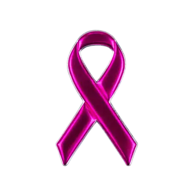 1" - Official Breast Cancer Ribbon Patch - Flexstyle® Metallic Pink - Heat Applied Backing