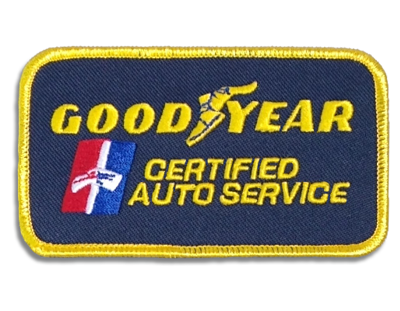 Official Goodyear Certified Auto Service Emblem  Emblem with Industrial Heat Seal Backing