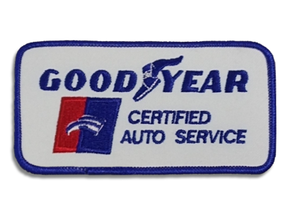 Official Goodyear Certified Auto Service Emblem  Emblem with Industrial Heat Seal Backing