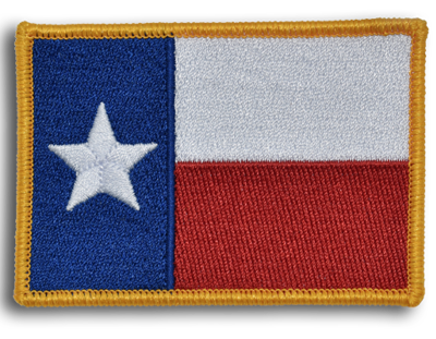Official Texas Flag Emblem Emblem with Industrial Heat Seal Backing 3 1/4"W x 2 1/4"H