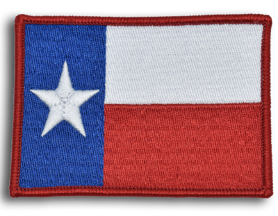 Official Texas Flag Red Border Emblem Emblem with Industrial Heat Seal Backing 3 1/4"W x 2 1/4"H