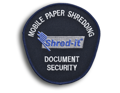 Official Mobile Paper Shredding Emblem  Emblem with Industrial Heat Seal Backing