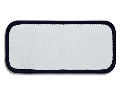 Blank Rectangle Patch 3 3/8" x 1 3/8" White 18 on Midnight 05 Merrow Border
